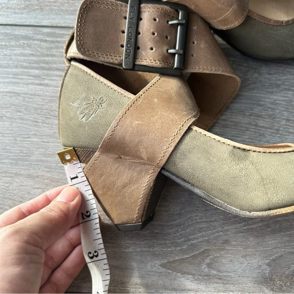 Fly London Sage Green Leather Ankle Strap Sandal Made in Portugal - Picture 14 of 14